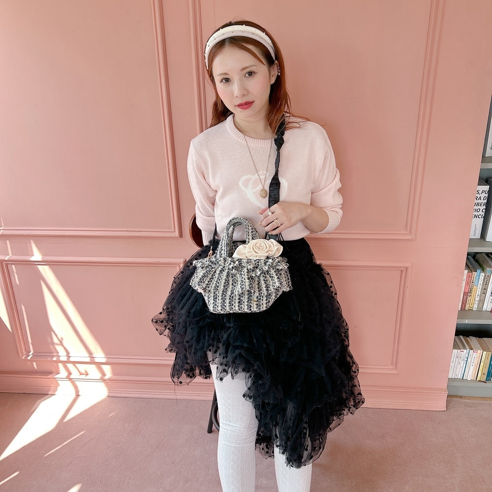 ミニフリルバッグ Tweedy Bebe【ブラック×ホワイト】1サイズ