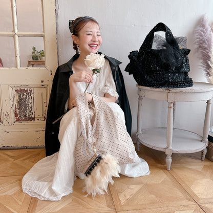 ポーチ付バッグ Balloon Marche【無地ドット】