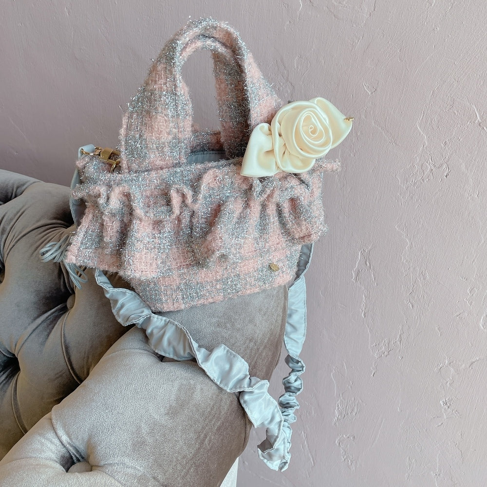 フリルバッグ Tweedy Bebe【ピーチ×シルバー】2サイズ