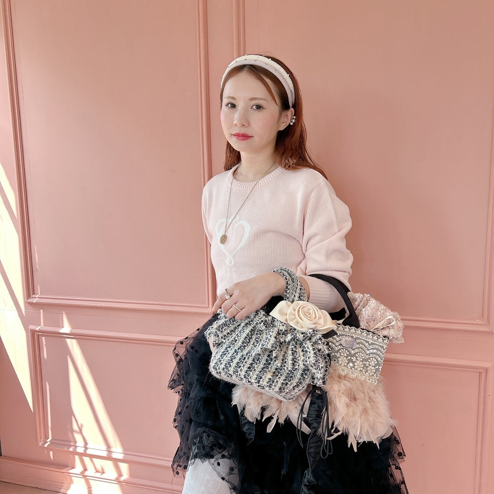 ミニフリルバッグ Tweedy Bebe【ブラック×ホワイト】1サイズ