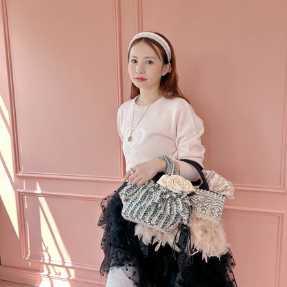 ミニフリルバッグ Tweedy Bebe【ブラック×ホワイト】1サイズ