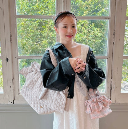 フリルバッグ Tweedy Bebe【ピーチ×シルバー】2サイズ