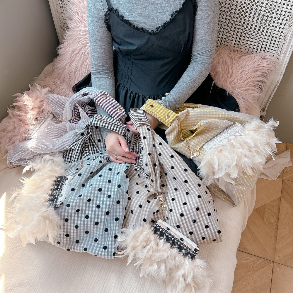 ポーチ付バッグ Balloon Marche【ギンガム/大ドット】