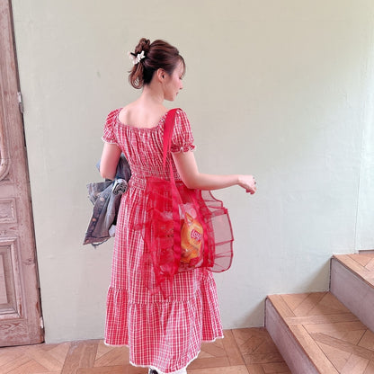 ★Ginghamシャーリングワンピース