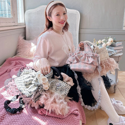 ミニフリルバッグ Tweedy Bebe【ブラック×ホワイト】1サイズ