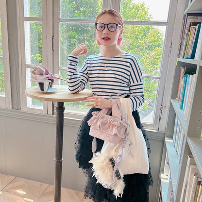 フリルバッグ Tweedy Bebe【ピーチ×シルバー】2サイズ