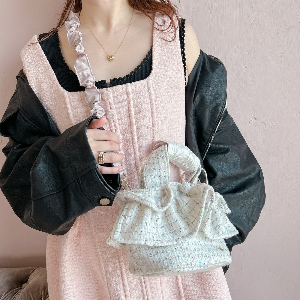 ミニフリルバッグ Tweedy Bebe【チェックホワイト】1サイズ