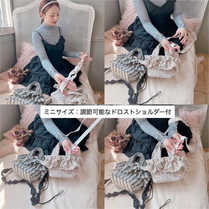 ミニフリルバッグ Tweedy Bebe【ブラック×ホワイト】1サイズ