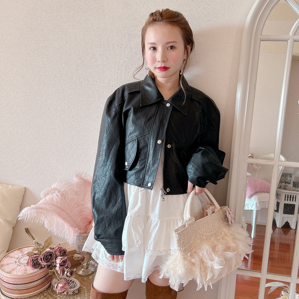 ★Volumeフェイクレザージャケット