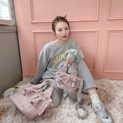 フリルバッグ Tweedy Bebe【ピーチ×シルバー】2サイズ