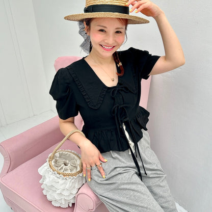 ★パフスリーブRibbonブラウス