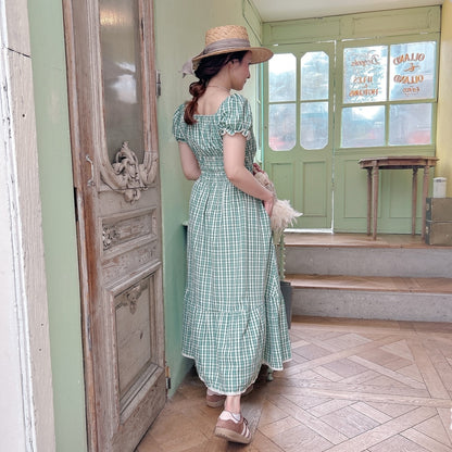 ★Ginghamシャーリングワンピース
