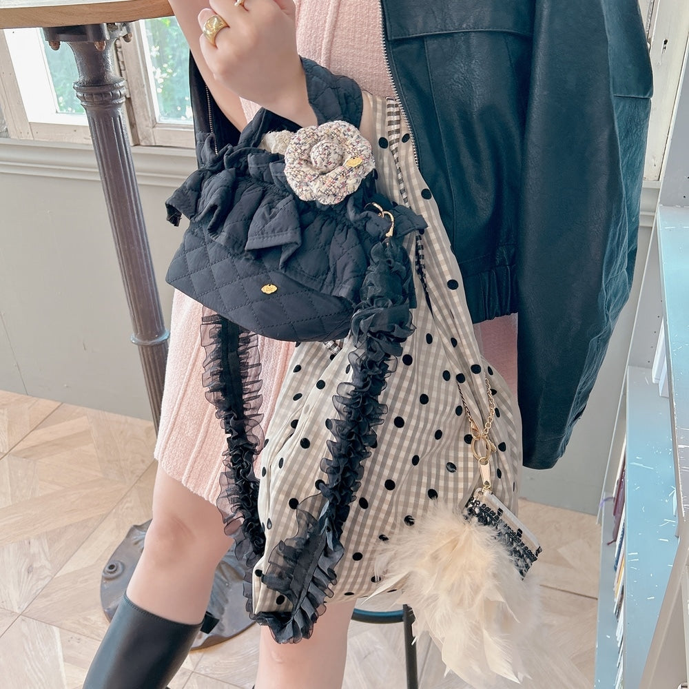 ポーチ付バッグ Balloon Marche【ギンガム/大ドット】