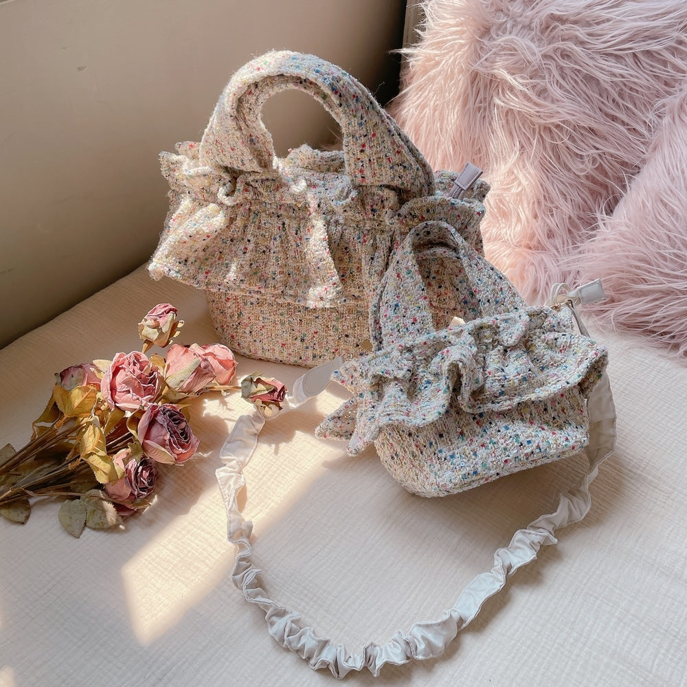 フリルバッグ Tweedy Bebe【ミックスホワイト】2サイズ