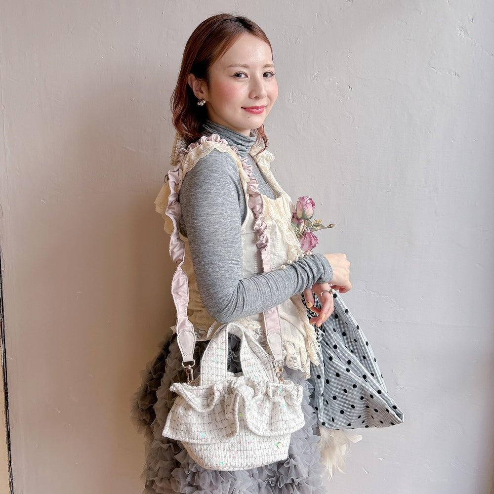 ミニフリルバッグ Tweedy Bebe【チェックホワイト】1サイズ