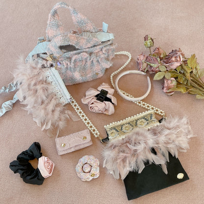 フリルバッグ Tweedy Bebe【ピーチ×シルバー】2サイズ