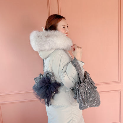 フリルバッグ Tweedy Bebe【グレーミックス】2サイズ