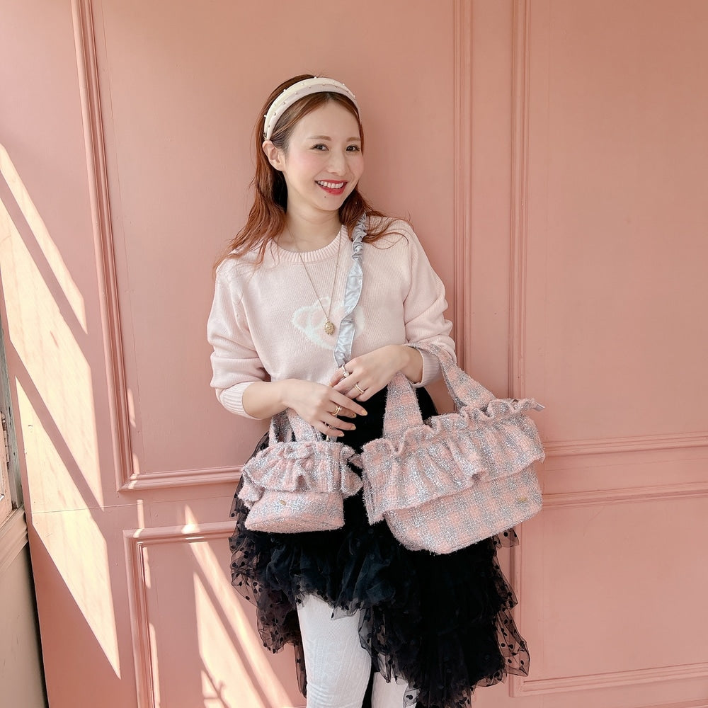 フリルバッグ Tweedy Bebe【ピーチ×シルバー】2サイズ