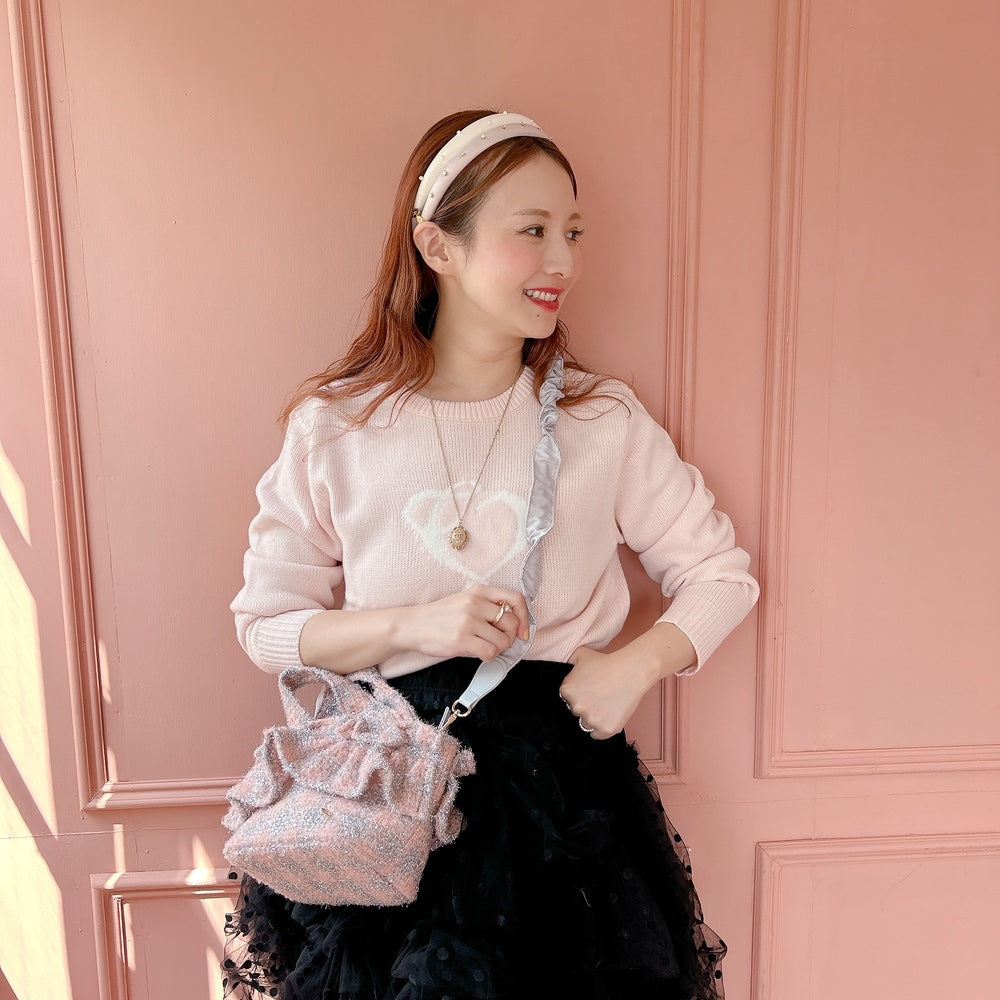フリルバッグ Tweedy Bebe【ピーチ×シルバー】2サイズ – Saha by elliee