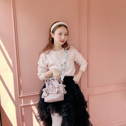 フリルバッグ Tweedy Bebe【ピーチ×シルバー】2サイズ