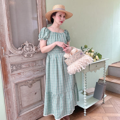 ★Ginghamシャーリングワンピース