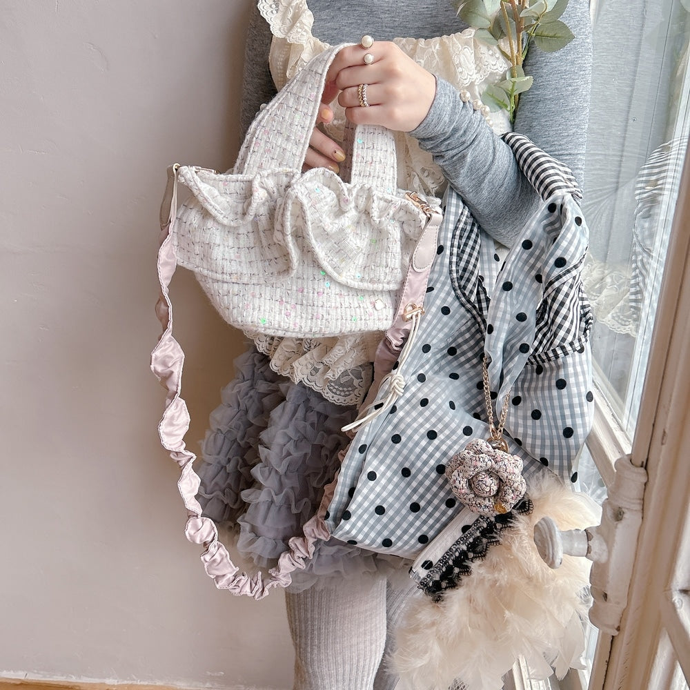 ミニフリルバッグ Tweedy Bebe【チェックホワイト】1サイズ – Saha by