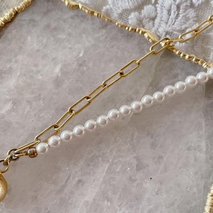 ハートアシメパールネックレス