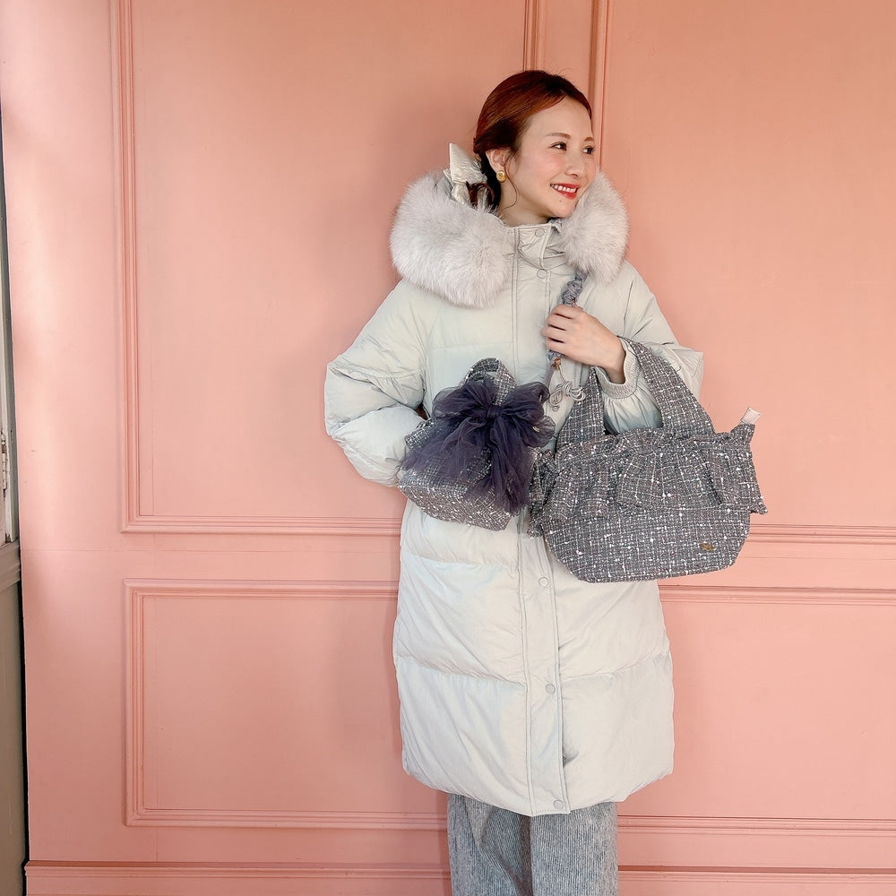 フリルバッグ Tweedy Bebe【グレーミックス】2サイズ