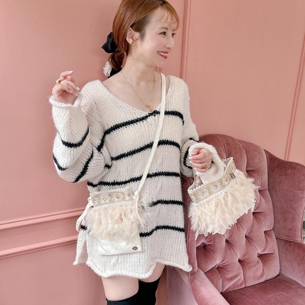 ミニサコッシュ Wintry Meghan アイボリー＆ホワイト