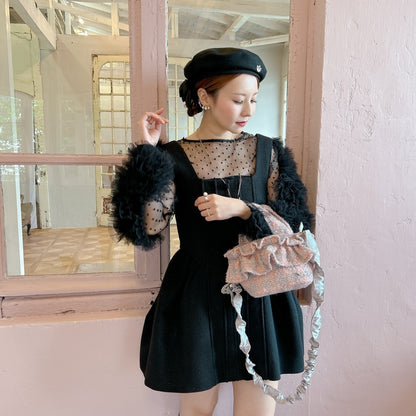 フリルバッグ Tweedy Bebe【ピーチ×シルバー】2サイズ