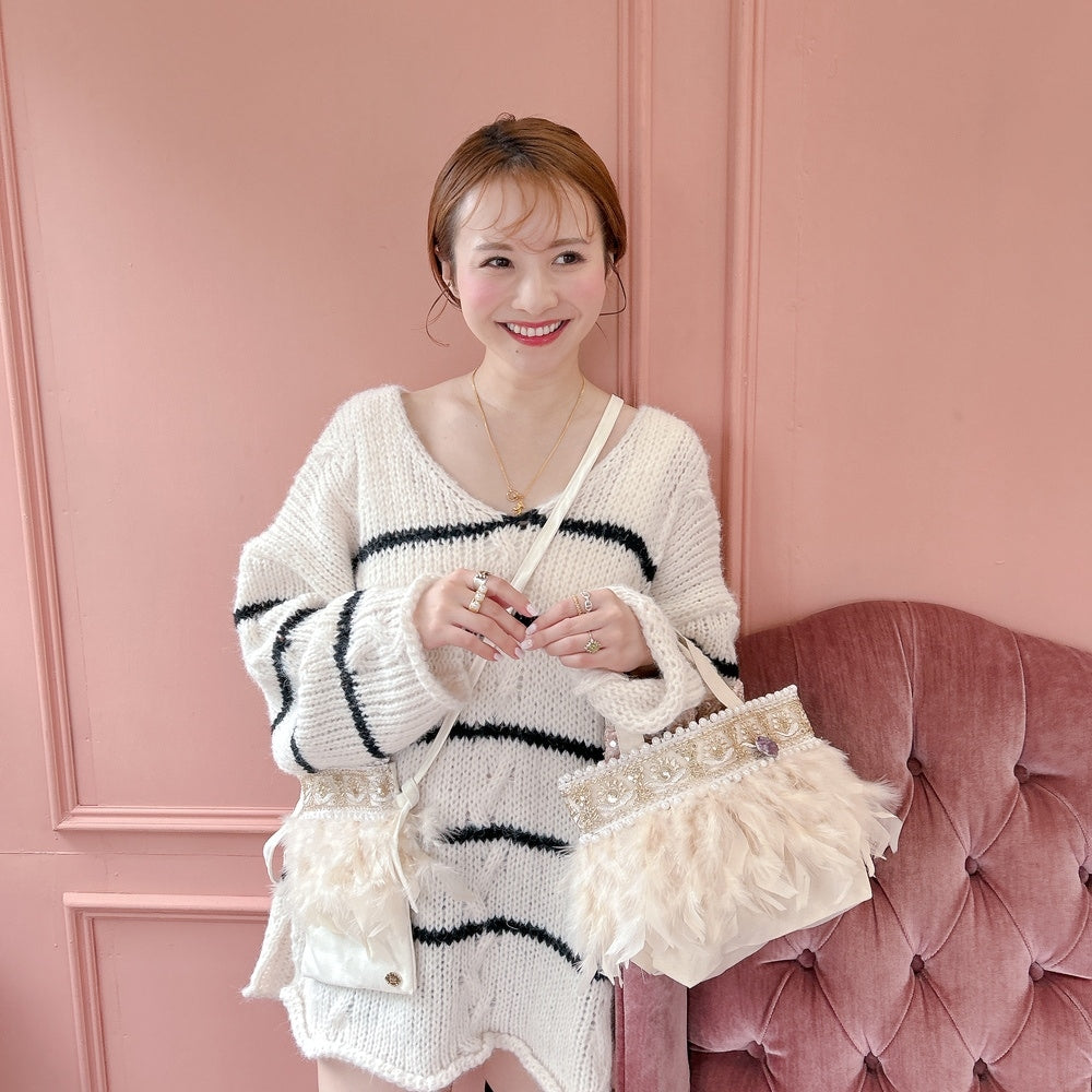 ミニサコッシュ Wintry Meghan アイボリー＆ホワイト