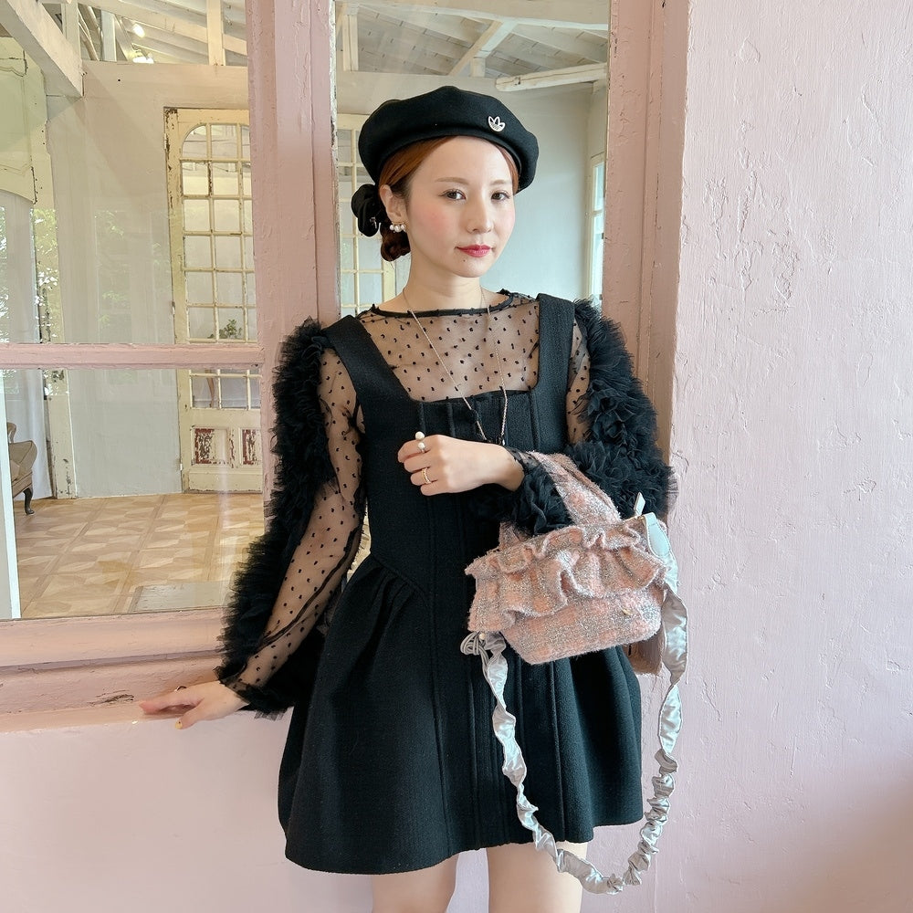フリルバッグ Tweedy Bebe【ピーチ×シルバー】2サイズ – Saha by elliee