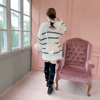 ミニサコッシュ Wintry Meghan アイボリー＆ホワイト