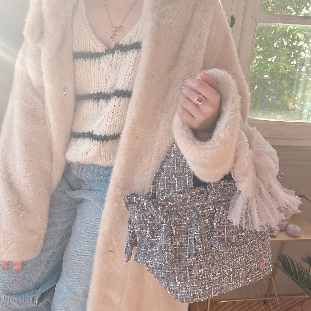 フリルバッグ Tweedy Bebe【グレーミックス】2サイズ