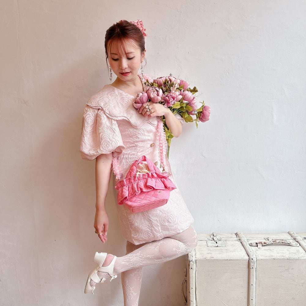 ミニフリルバッグ Quilting Frill Bebe【バニラ/ホットピンク/カーキ/ギンガム/ラベンダー/ミルクティ】