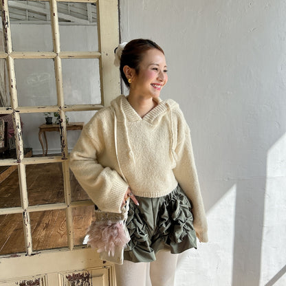 ミニサコッシュ Wintry Meghan アイボリー＆ホワイト