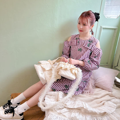 ミニフリルバッグ Quilting Frill Bebe【バニラ/ホットピンク/カーキ/ギンガム/ラベンダー/ミルクティ】
