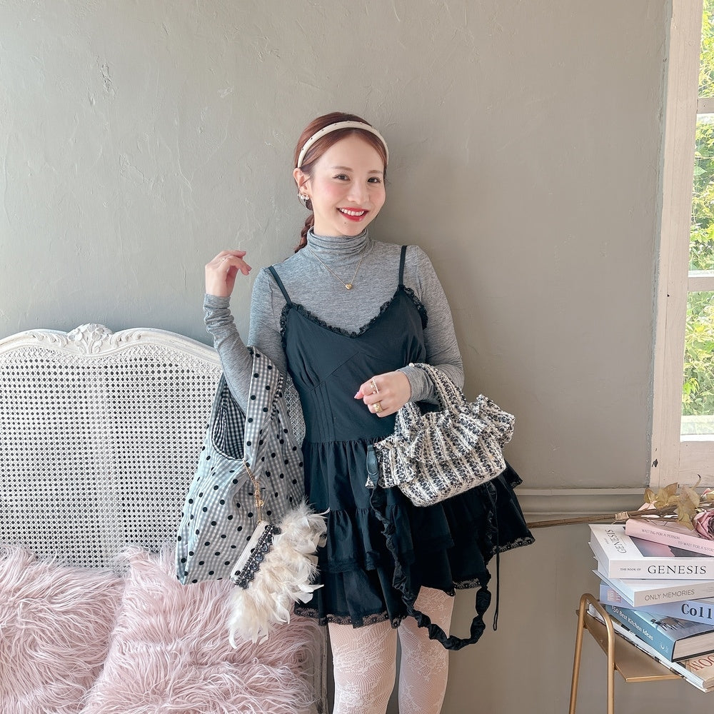 ミニフリルバッグ Tweedy Bebe【ブラック×ホワイト】1サイズ