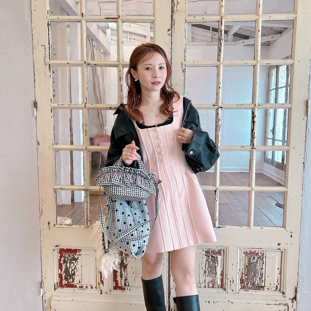 ポーチ付バッグ Balloon Marche【ギンガム/大ドット】