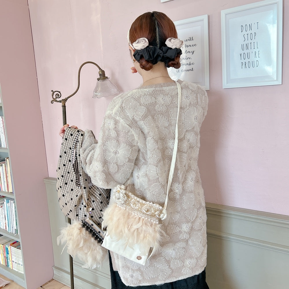 ミニサコッシュ Wintry Meghan アイボリー＆ホワイト