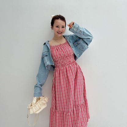 ★Ginghamシャーリングワンピース