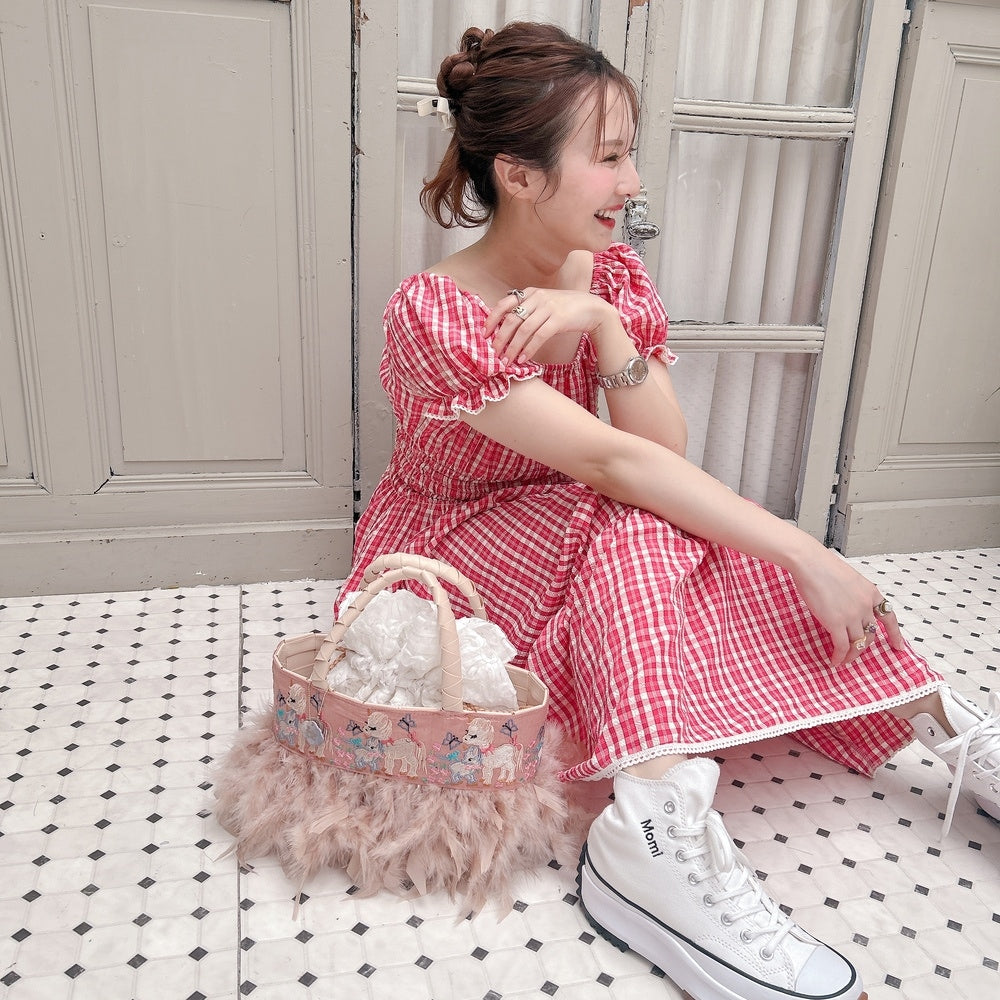 ★Ginghamシャーリングワンピース