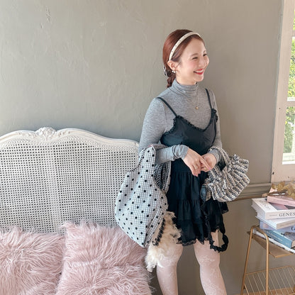 ミニフリルバッグ Tweedy Bebe【ブラック×ホワイト】1サイズ