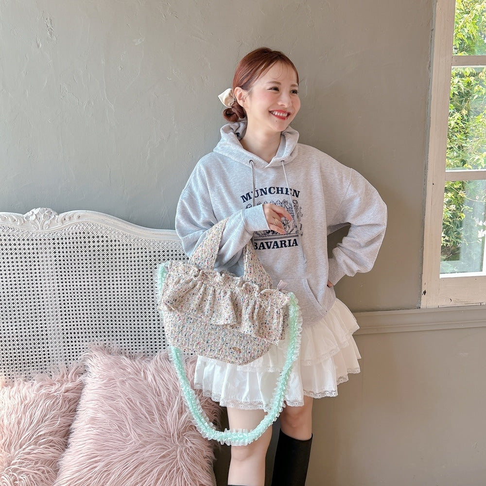 フリルバッグ Tweedy Bebe【ミックスホワイト】2サイズ