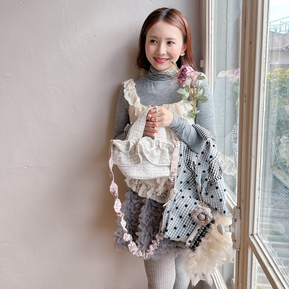 ミニフリルバッグ Tweedy Bebe【チェックホワイト】1サイズ