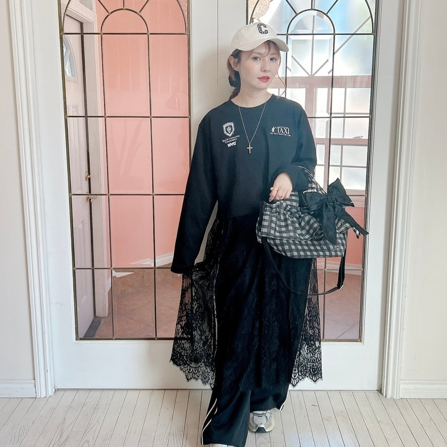 ★SheerレースロンTワンピ