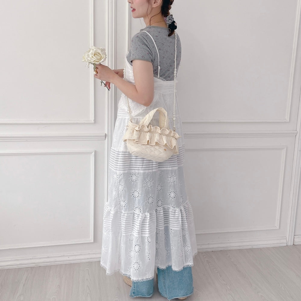 ミニフリルバッグ Quilting Frill Bebe【バニラ/ホットピンク/カーキ/ギンガム/ラベンダー/ミルクティ】