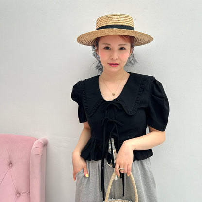 ★パフスリーブRibbonブラウス