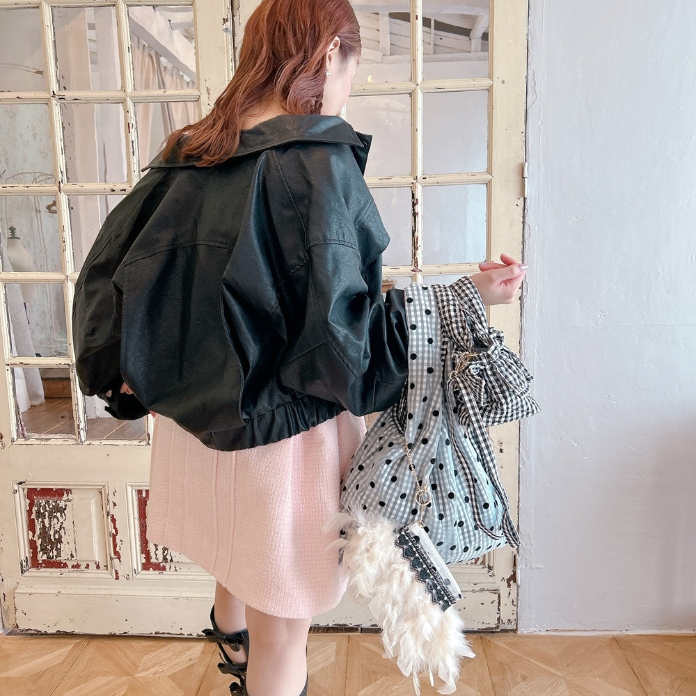 ポーチ付バッグ Balloon Marche【ギンガム/大ドット】