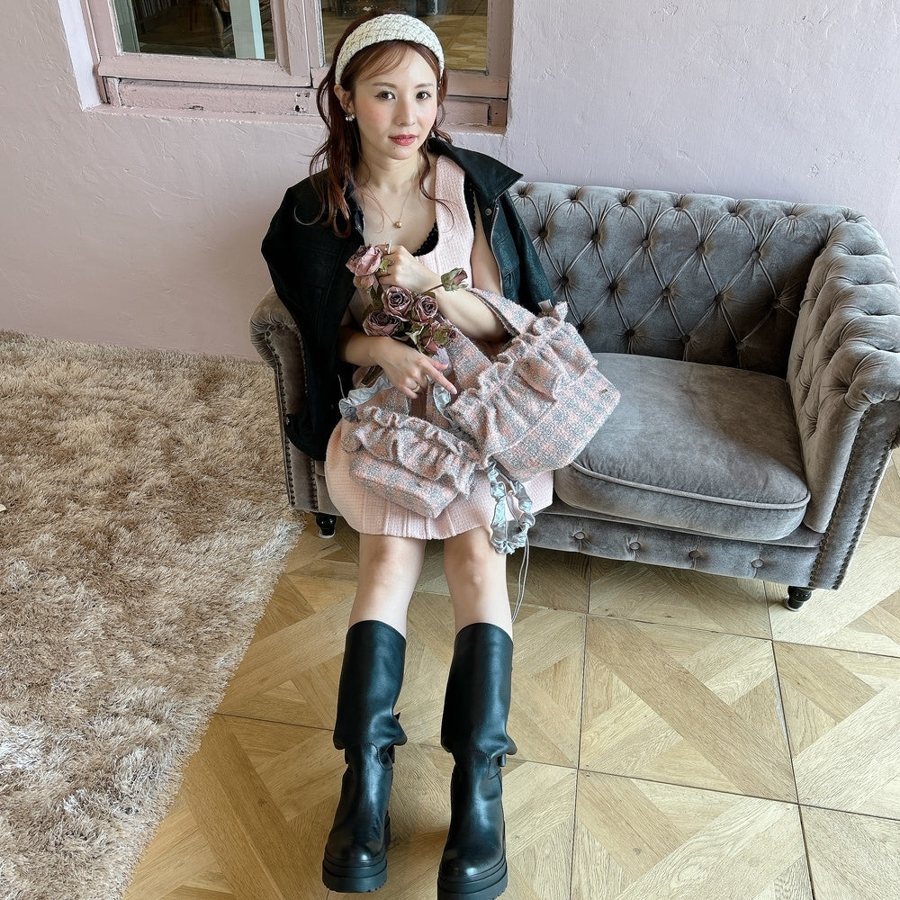 フリルバッグ Tweedy Bebe【ピーチ×シルバー】2サイズ